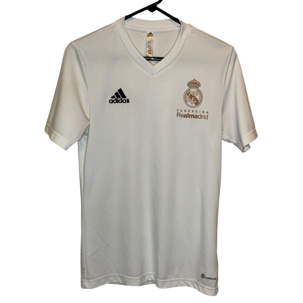 Adidas Real Madrid Fundacion Camp Soccer Jersey Men size S White Training Shirt